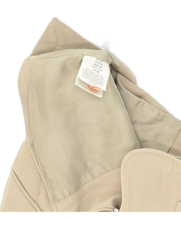 LIU JO Womens Full Zip Blazer Jacket IT 44 Medium Beige Cotton | Vintage Liu Jo | Thrift | Second-Hand Liu Jo | Used Clothing | Messina Hembry 