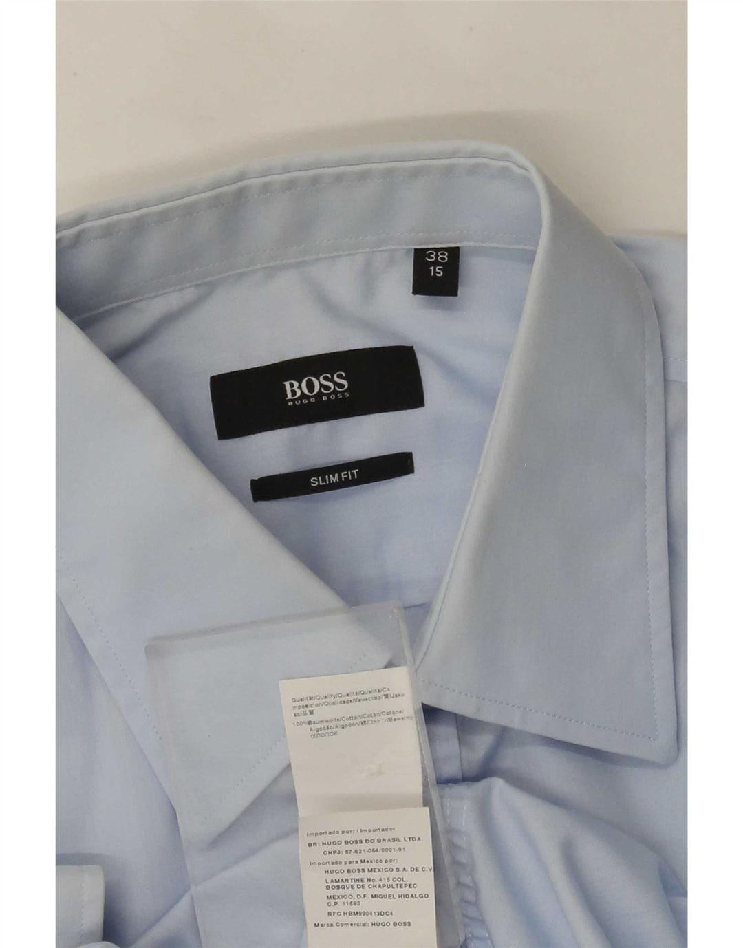Hugo Boss Mens Slim Fit Shirt Size 38 15 Medium Blue Cotton