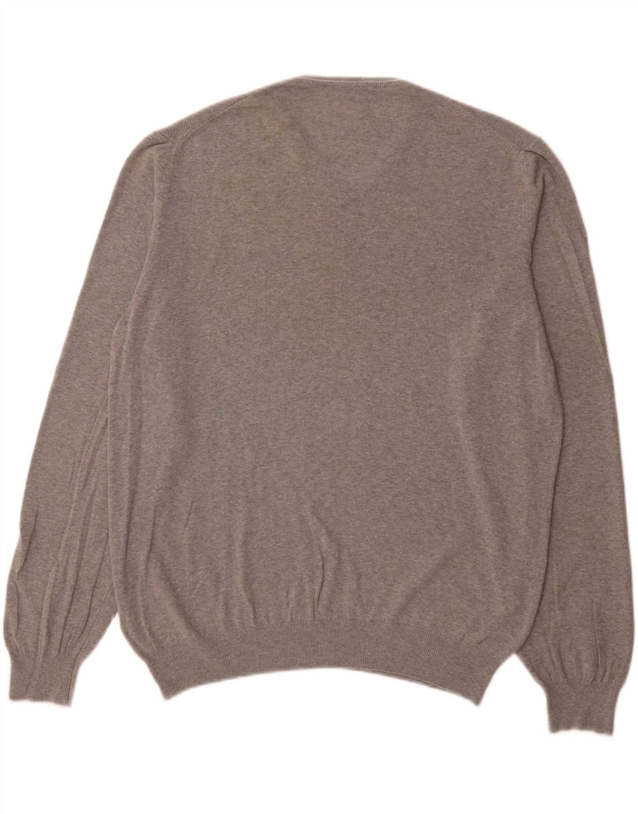 NERO GIARDINI Mens V-Neck Jumper Sweater IT 56 2XL Grey Cotton Vintage Nero Giardini and Second-Hand Nero Giardini from Messina Hembry 