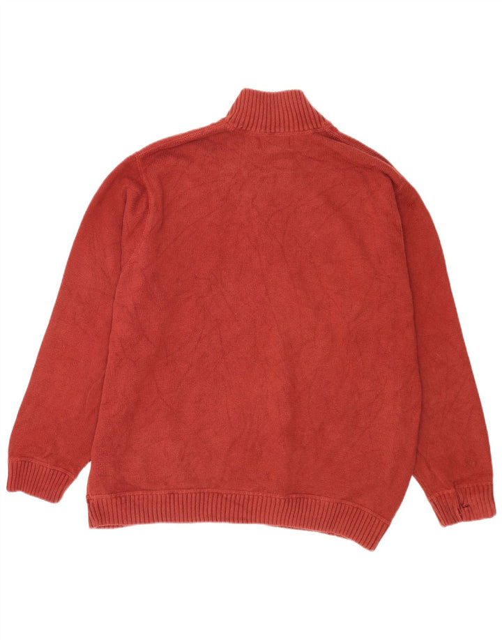 Eddie Bauer Mens Zip Neck Jumper Sweater 2XL Maroon Cotton