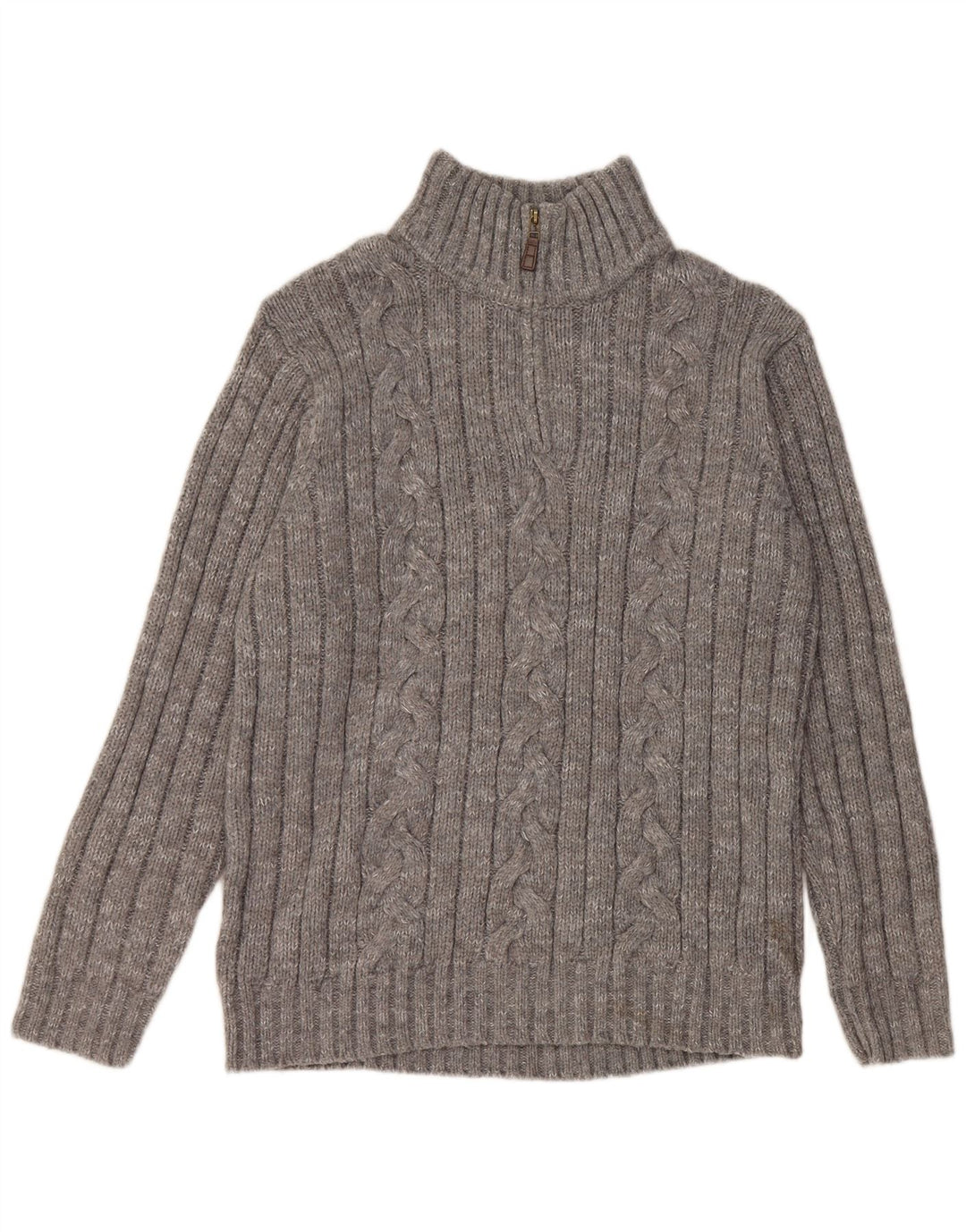 Marks & Spencer Mens Zip Neck Jumper Sweater Large Grey Flecked Acrylic