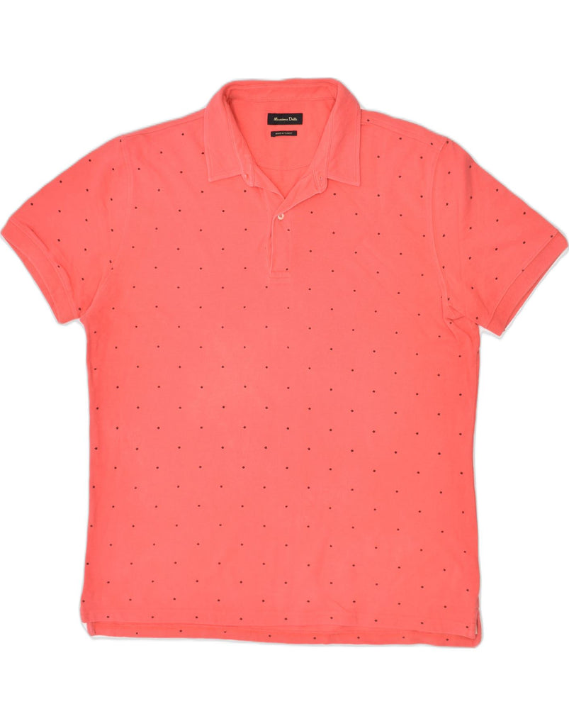 MASSIMO DUTTI Mens Polo Shirt XL Pink Spotted Cotton | Vintage | Thrift | Second-Hand | Used Clothing | Messina Hembry 