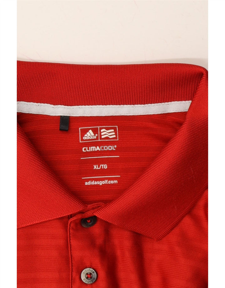 ADIDAS Mens Climacool Polo Shirt XL Red Striped Polyester Vintage Adidas and Second-Hand Adidas from Messina Hembry 