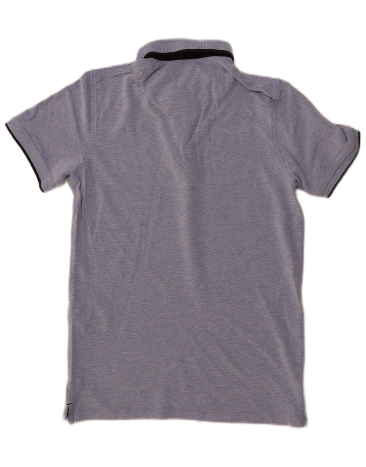 JACK & JONES Mens Polo Shirt Small Blue Flecked Cotton