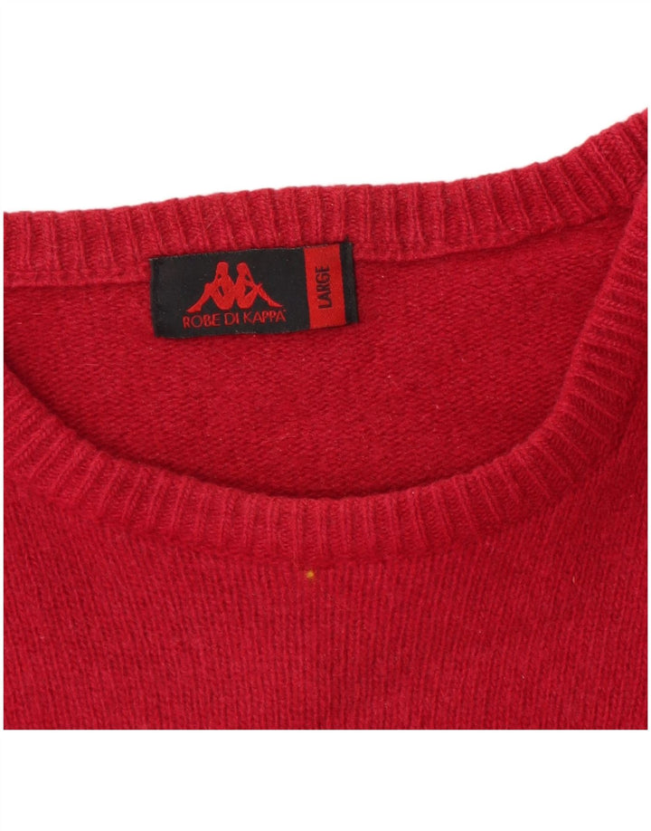 Kappa Mens Boat Neck Jumper Sweater Large Red Lambswool
