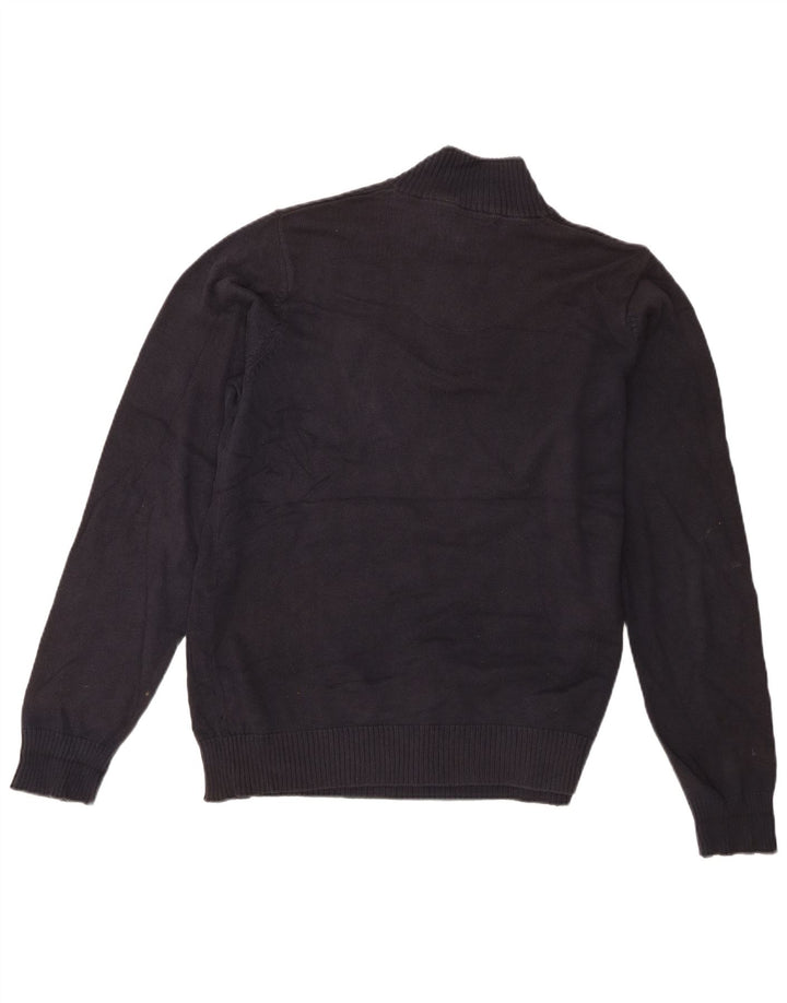 Marks & Spencer Mens Zip Neck Jumper Sweater Medium Navy Blue Cotton