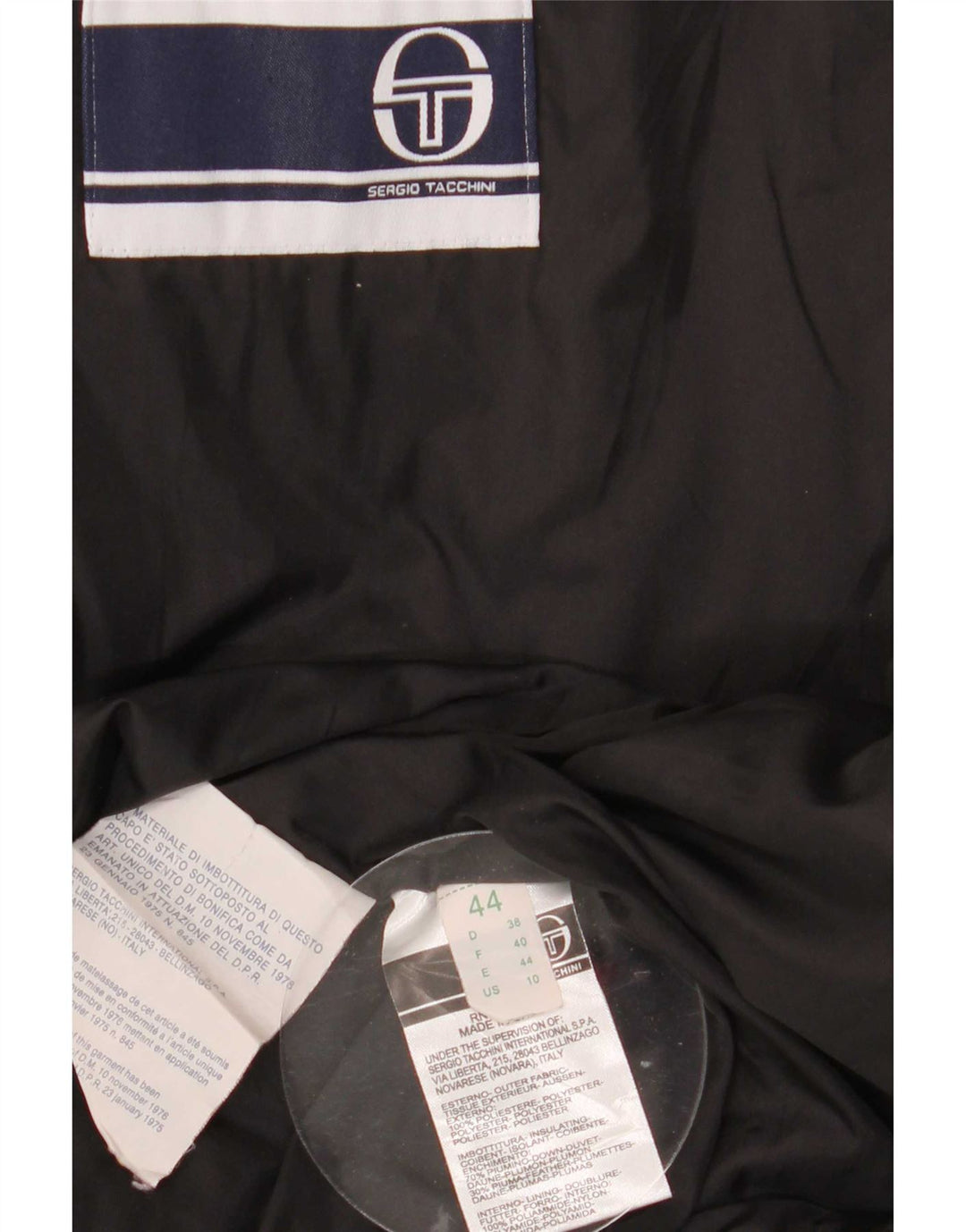 Sergio Tacchini Womens Padded Jacket IT 44 Medium Black Polyester