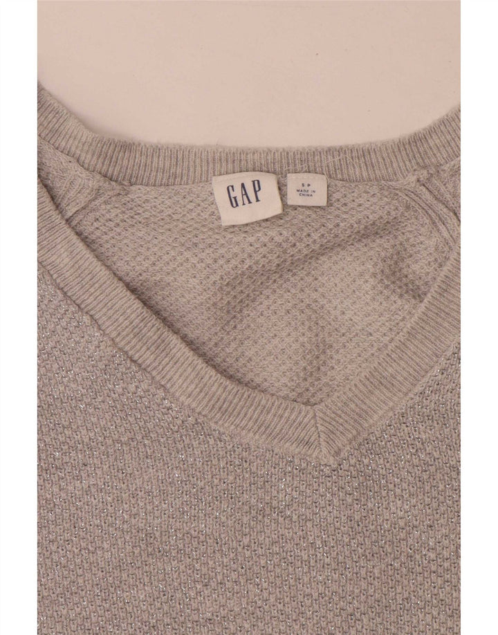 Gap Womens Oversized V-Neck Jumper Sweater UK 10 Small Grey