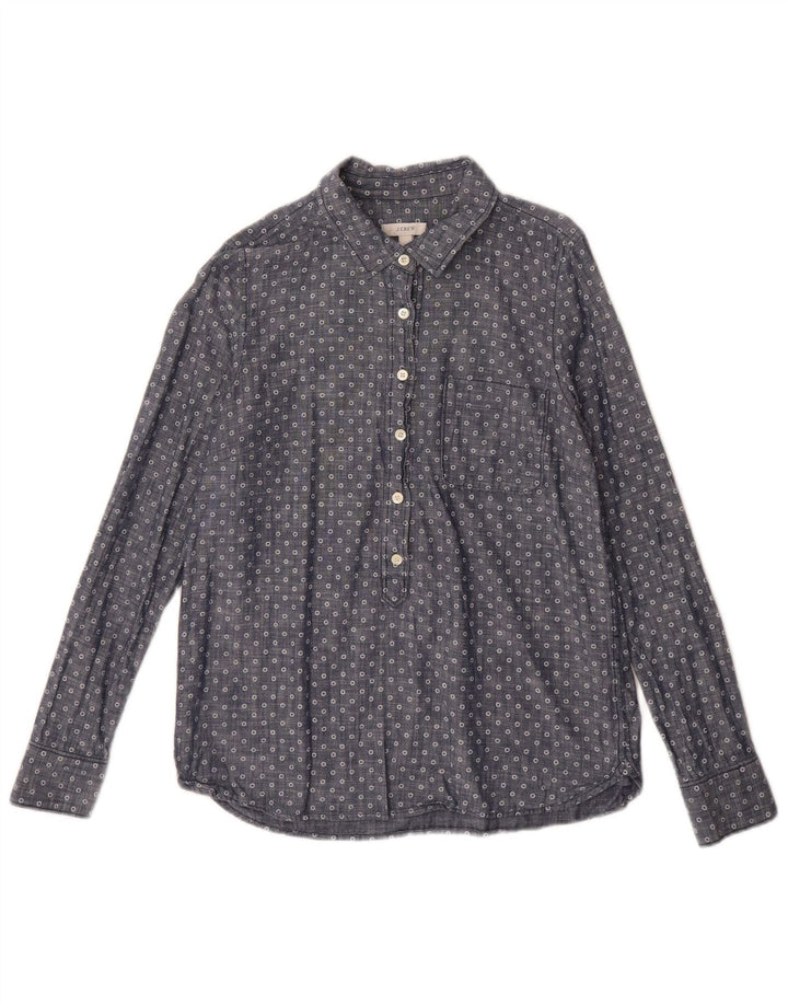 J. CREW Womens Pullover Shirt US 6 Medium Blue Spotted