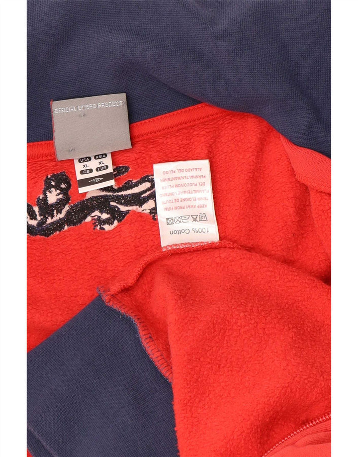 Umbro Mens Tracksuit Top Jacket XL Red Colourblock Cotton