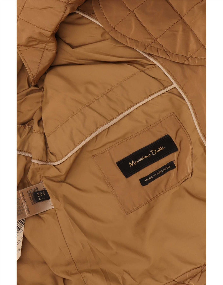 Massimo Dutti Womens Quilted Jacket UK 14 Large Beige Polyester