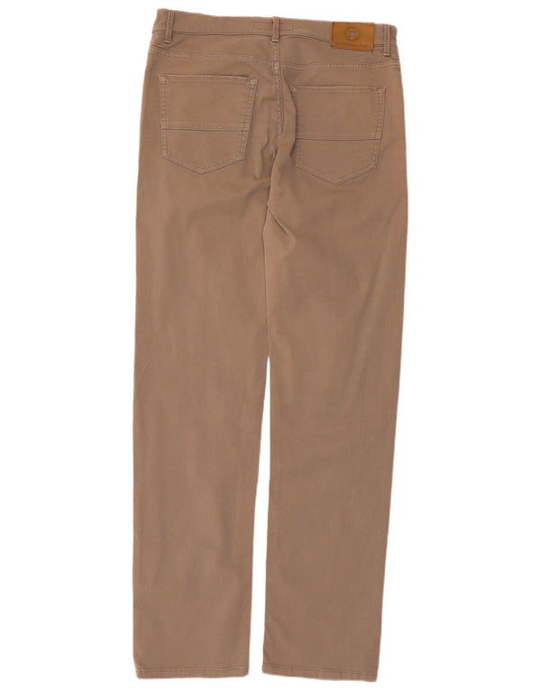 Trussardi Mens Straight Casual Trousers W35 L33 Beige Polyester