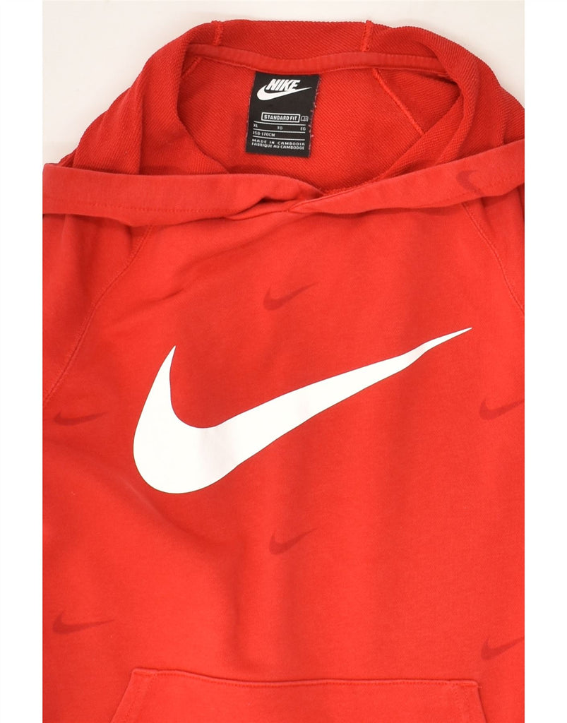 NIKE Boys Standard Fit Hoodie Jumper 13-14 Years XL Red Cotton | Vintage Nike | Thrift | Second-Hand Nike | Used Clothing | Messina Hembry 