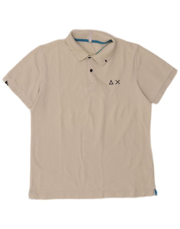 Sun68 Mens Polo Shirt Large White Cotton