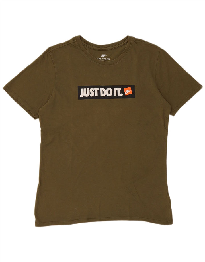 Nike Mens Graphic T-Shirt Top Medium Khaki Cotton