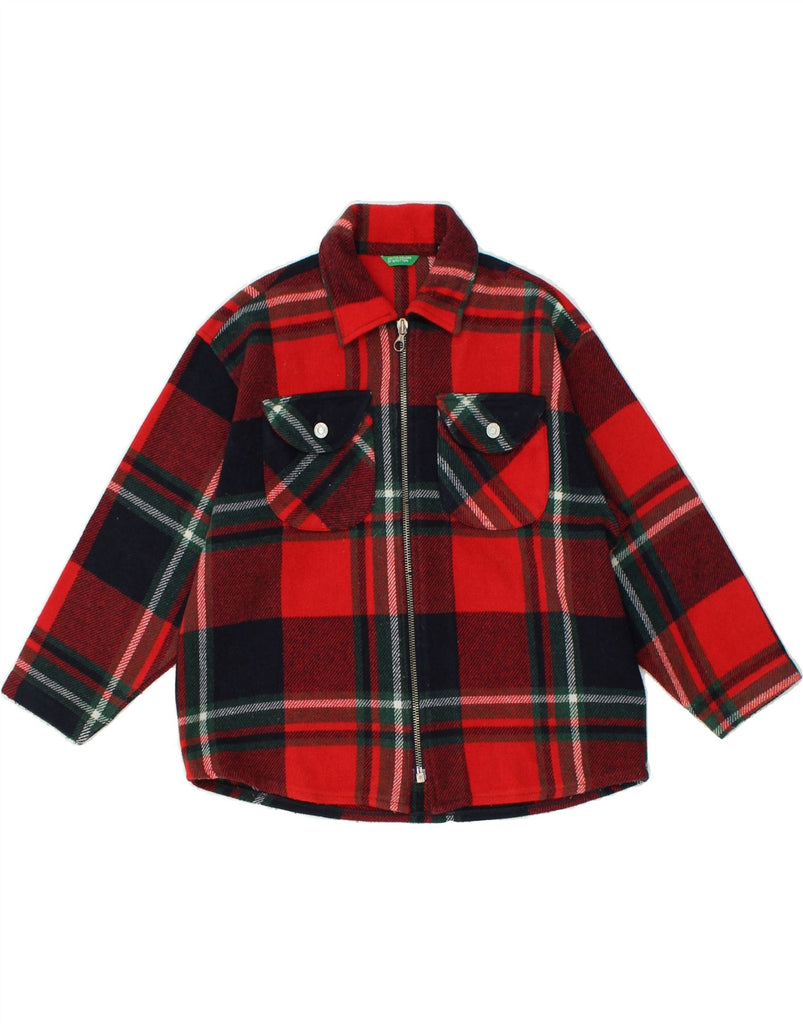 BENETTON Boys Overshirt Flannel Shirt 12-13 Years Red Check Wool | Vintage Benetton | Thrift | Second-Hand Benetton | Used Clothing | Messina Hembry 