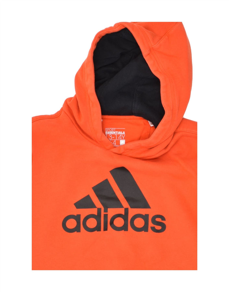 ADIDAS Boys Graphic Hoodie Jumper 13-14 Years Orange Cotton | Vintage Adidas | Thrift | Second-Hand Adidas | Used Clothing | Messina Hembry 