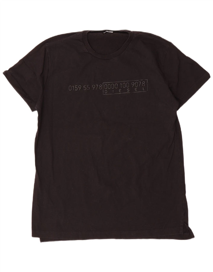Diesel Mens Graphic T-Shirt Top 2XL Black Cotton