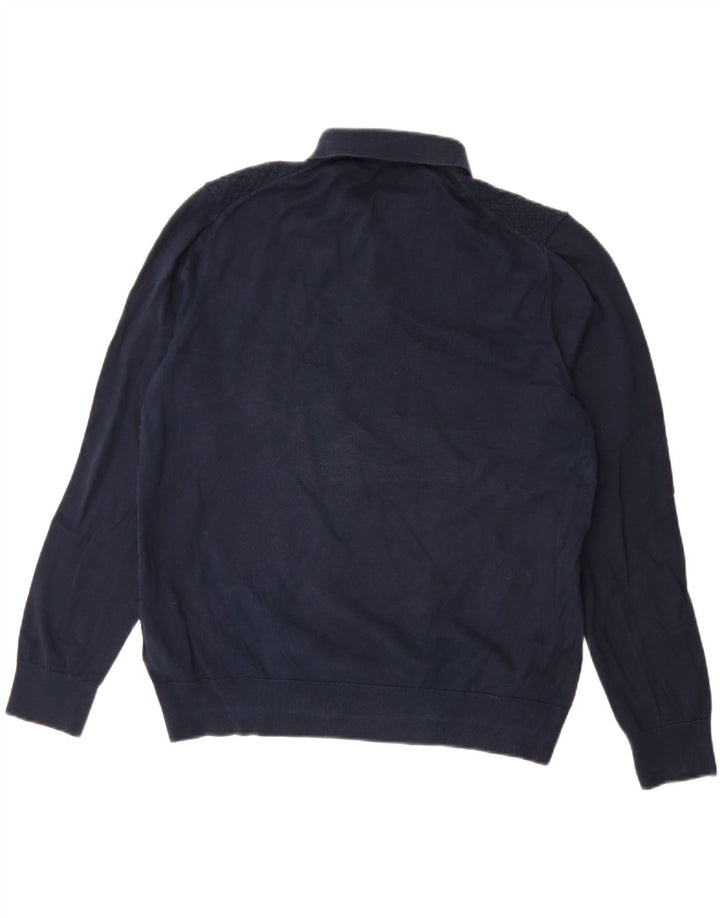 MARKS & SPENCER Mens Roll Neck Jumper Sweater Large Navy Blue Cotton