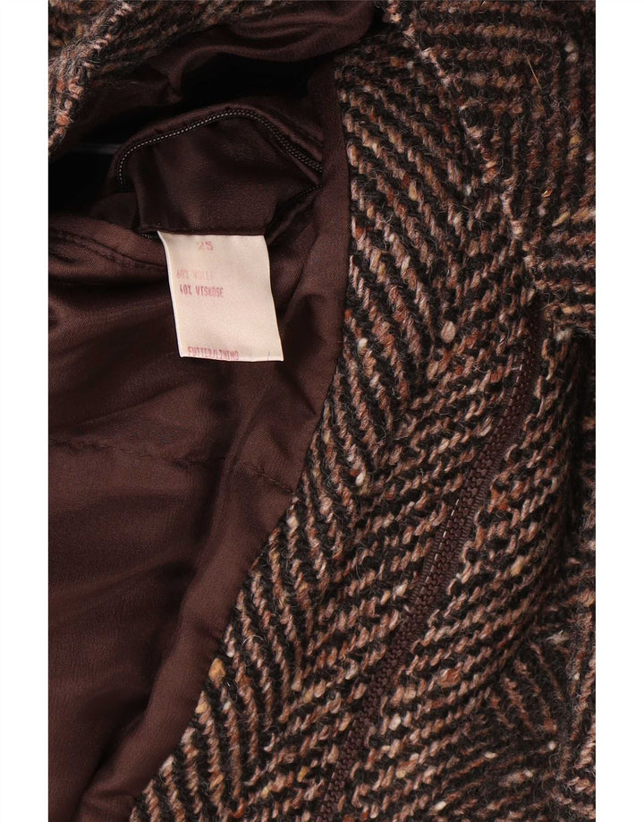 Vintage Mens Bomber Windbreaker Jacket UK 42 XL Brown Herringbone Wool