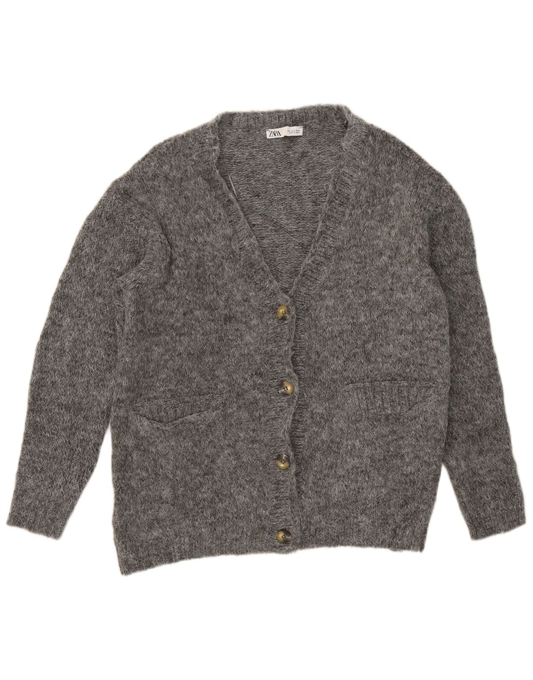 Zara Womens Oversized Cardigan Sweater UK 10 Small Grey