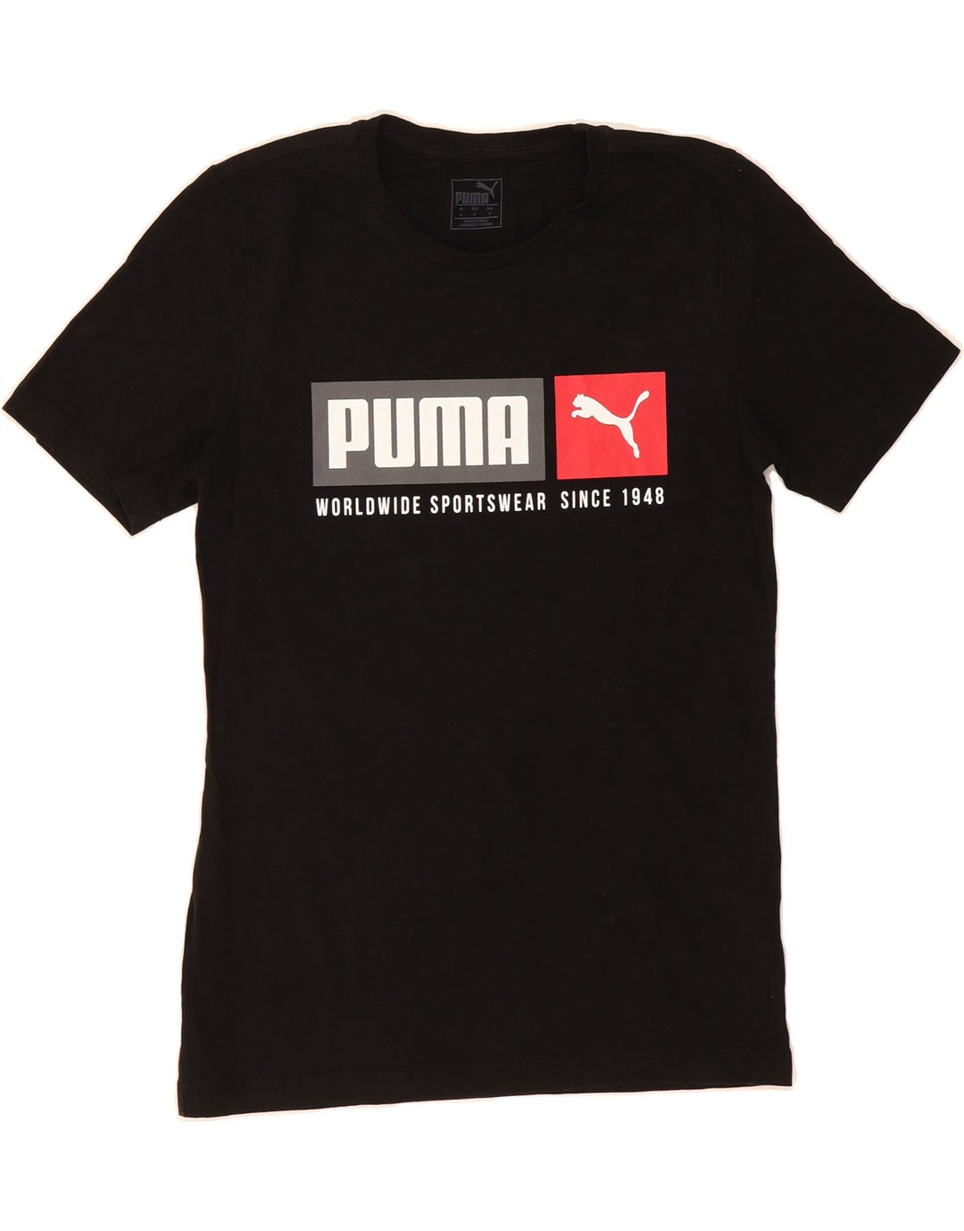 PUMA Mens Graphic T-Shirt Top Small Black Cotton Vintage Puma and Second-Hand Puma from Messina Hembry 