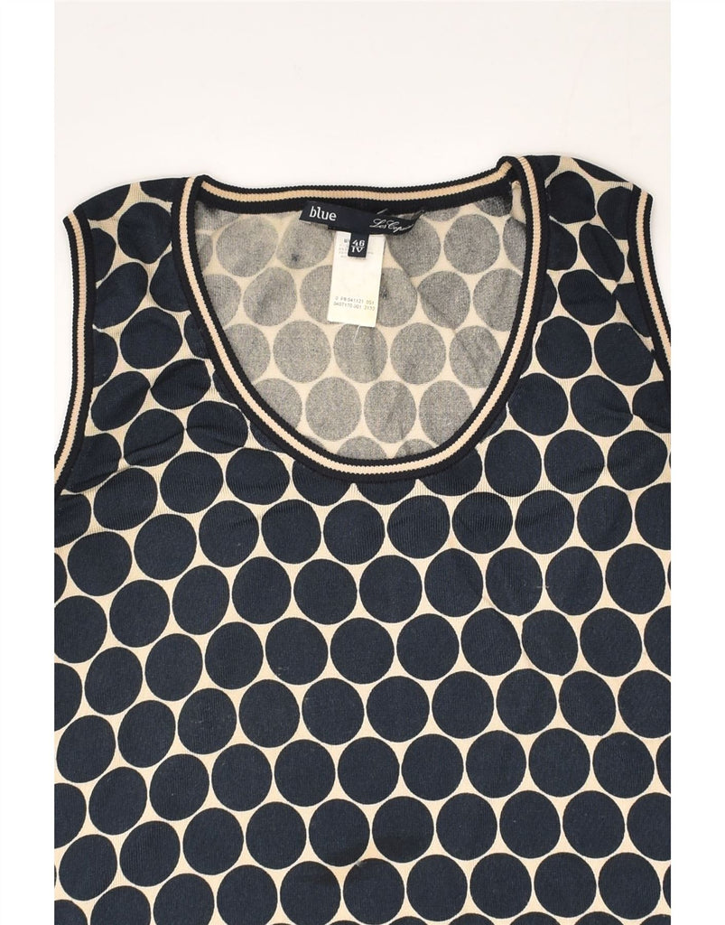 LES COPAINS Womens Vest Top IT 46 Large Black Spotted Viscose | Vintage Les Copains | Thrift | Second-Hand Les Copains | Used Clothing | Messina Hembry 