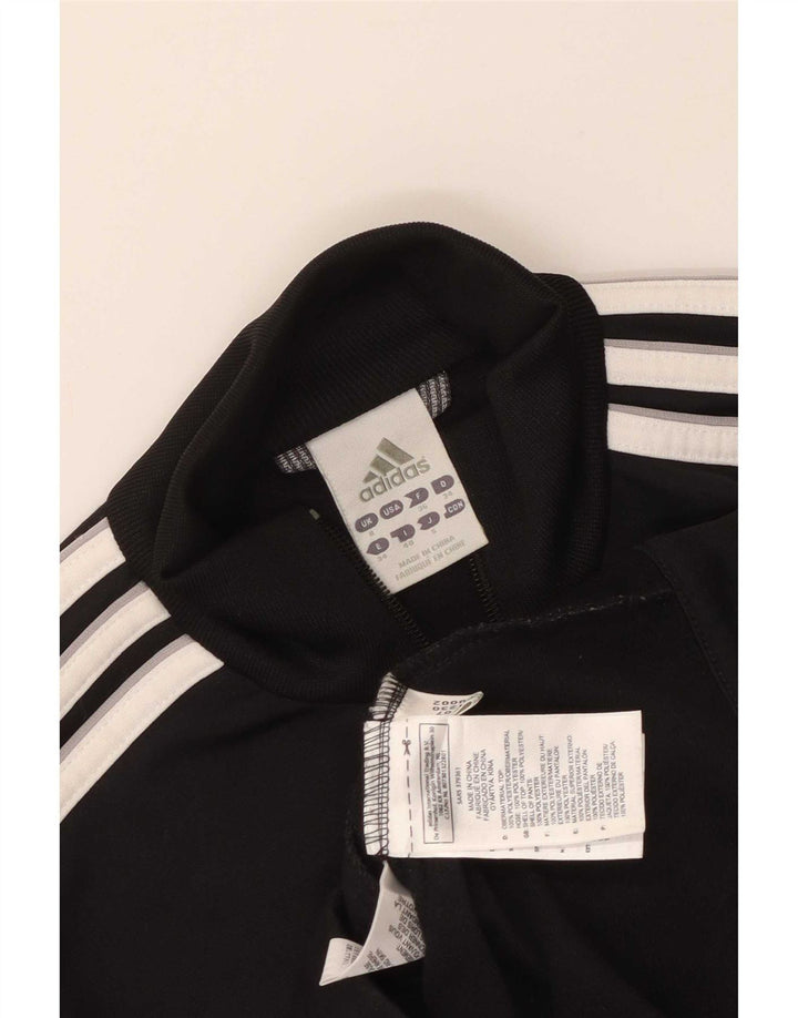 Adidas Womens Tracksuit Top Jacket UK 8 Small Black Colourblock Polyester