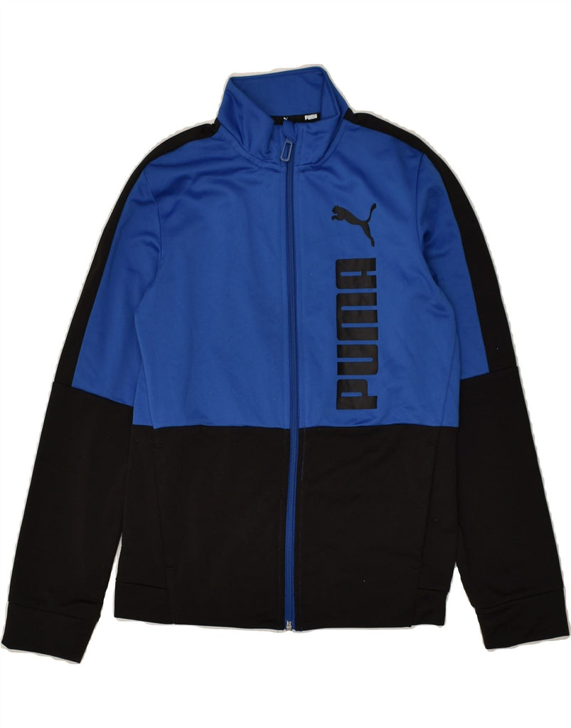 PUMA Boys Graphic Tracksuit Top Jacket 11-12 Years Blue Colourblock | Vintage Puma | Thrift | Second-Hand Puma | Used Clothing | Messina Hembry 