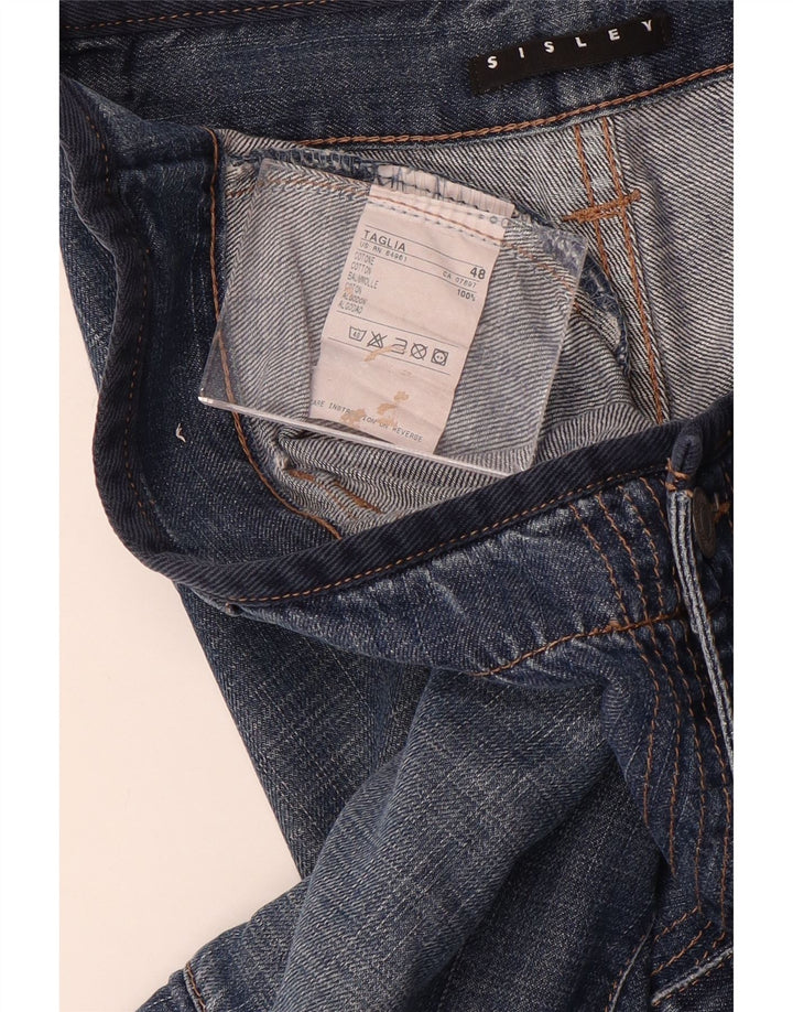 Sisley Mens Cargo Denim Shorts IT 48 Medium W34 Blue Cotton