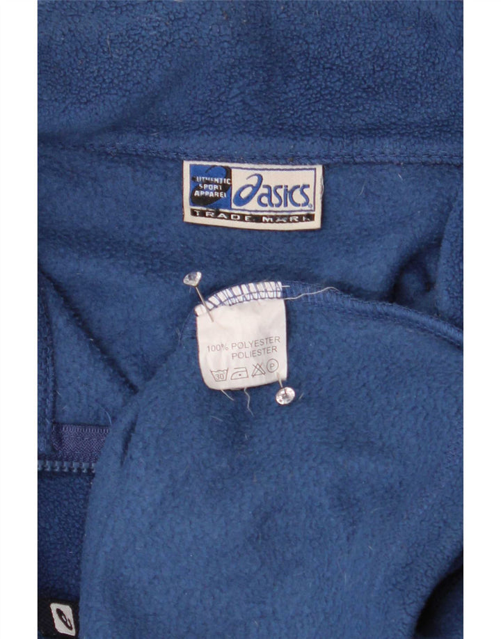 Asics Mens Zip Neck Fleece Jumper Large Navy Blue Polyester