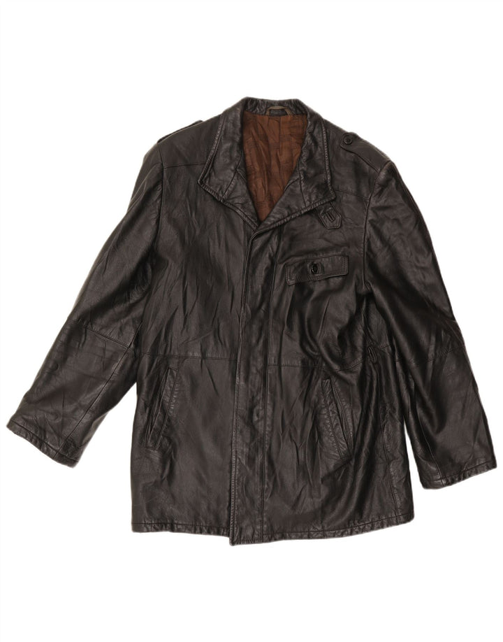 ANFOR Mens Leather Jacket IT 48 Medium Black