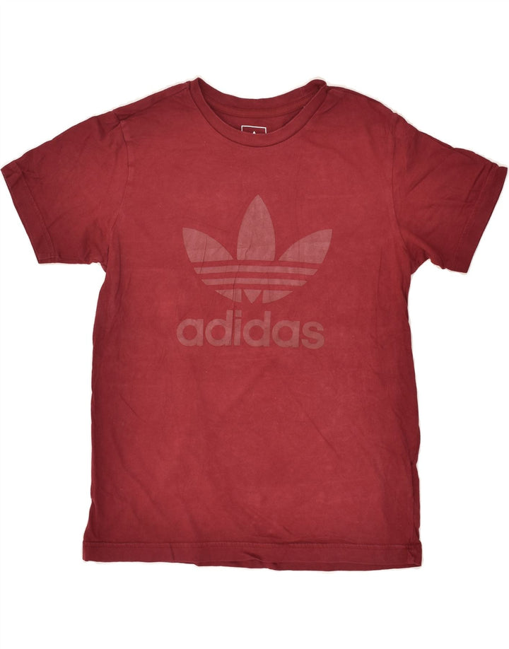 ADIDAS Boys Graphic T-Shirt Top 11-12 Years Burgundy Cotton | Vintage Adidas | Thrift | Second-Hand Adidas | Used Clothing | Messina Hembry 