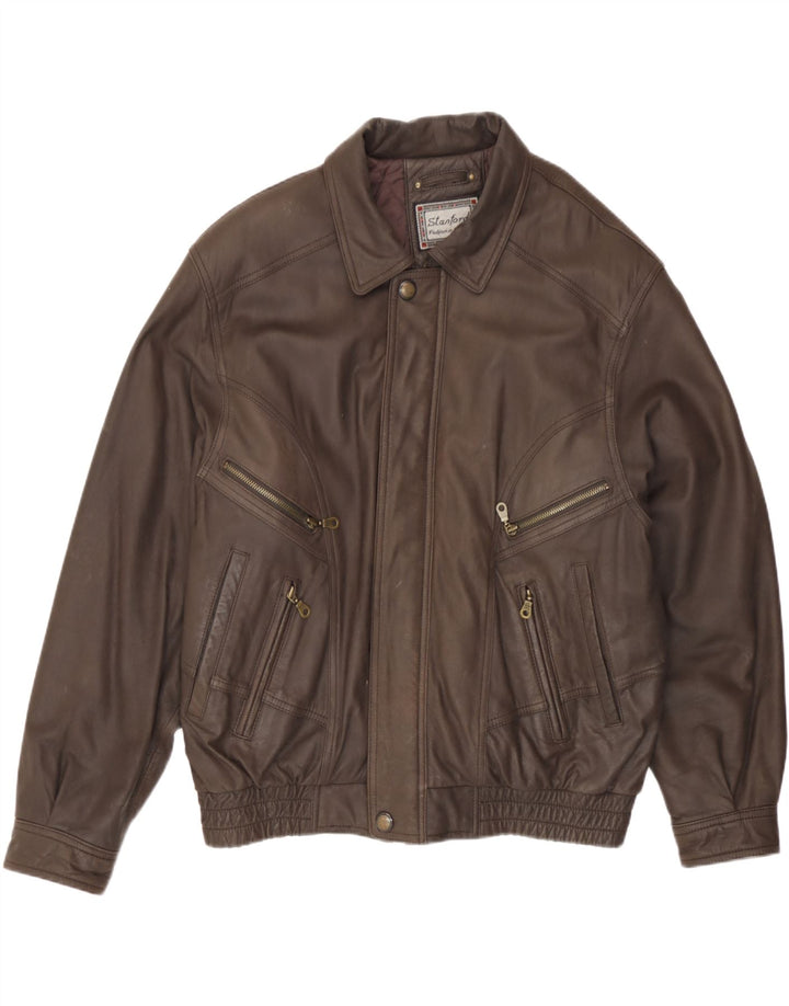 Stanford Mens Leather Jacket EU 54 2XL Brown Leather