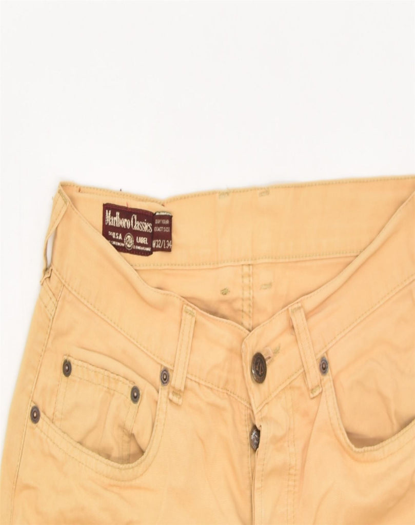 MARLBORO CLASSICS Mens Slim Casual Trousers W32 L29 Yellow Cotton | Vintage | Thrift | Second-Hand | Used Clothing | Messina Hembry 