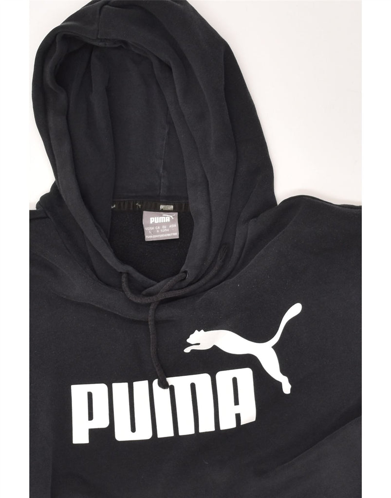 PUMA Mens Graphic Hoodie Jumper Large Black Cotton | Vintage Puma | Thrift | Second-Hand Puma | Used Clothing | Messina Hembry 