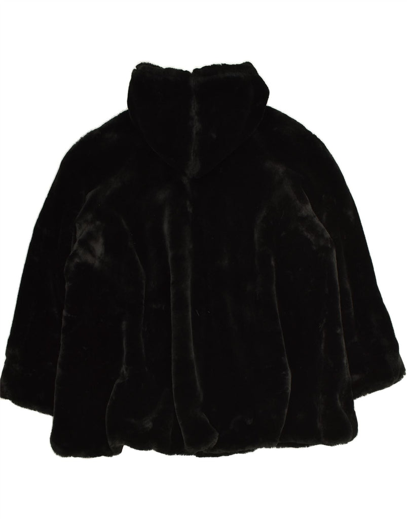 VINTAGE Womens Hooded Faux Fur Duffle Coat UK 20 2XL Black Acrylic | Vintage Vintage | Thrift | Second-Hand Vintage | Used Clothing | Messina Hembry 