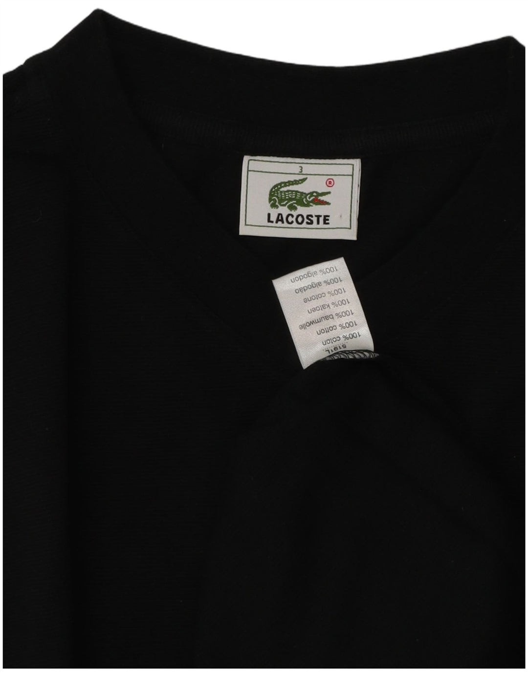Lacoste Mens T-Shirt Top Size 3 Small Black Cotton
