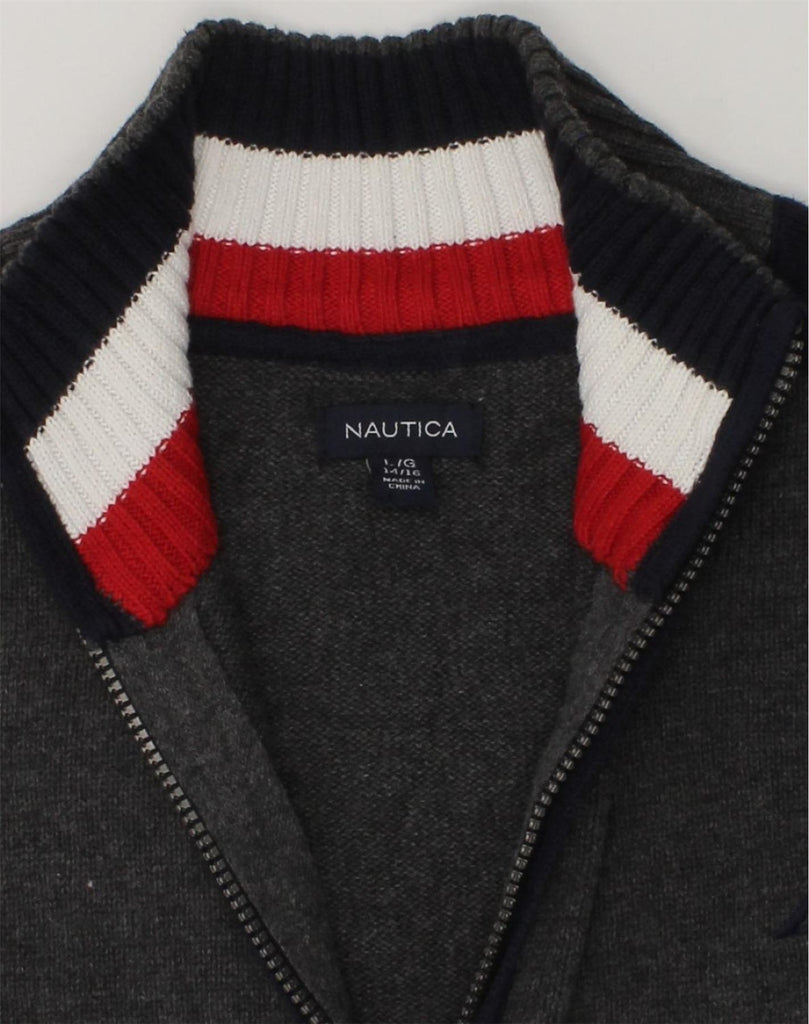 NAUTICA Boys Cardigan Sweater 14-15 Years Large Grey Cotton | Vintage Nautica | Thrift | Second-Hand Nautica | Used Clothing | Messina Hembry 