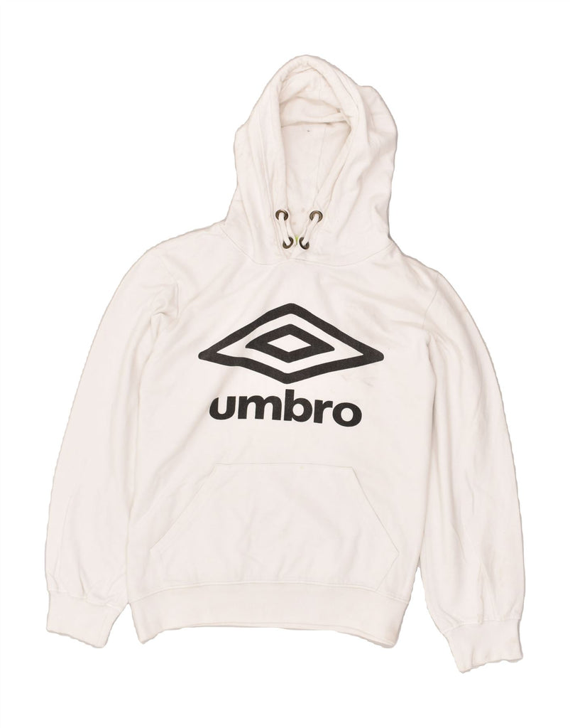 UMBRO Boys Graphic Hoodie Jumper 15-16 Years 2XL  White Cotton | Vintage Umbro | Thrift | Second-Hand Umbro | Used Clothing | Messina Hembry 