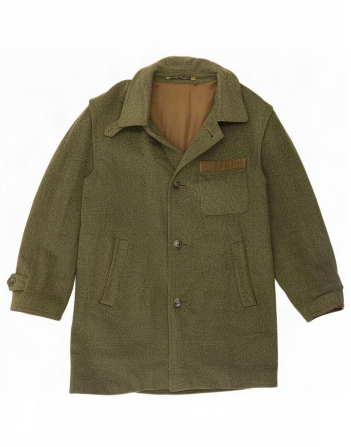 Pischl Mens Windbreaker Coat UK 36 Small Green Wool