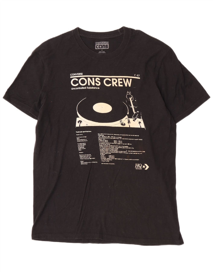 Converse Mens Regular Graphic T-Shirt Top Medium Black Cotton Music