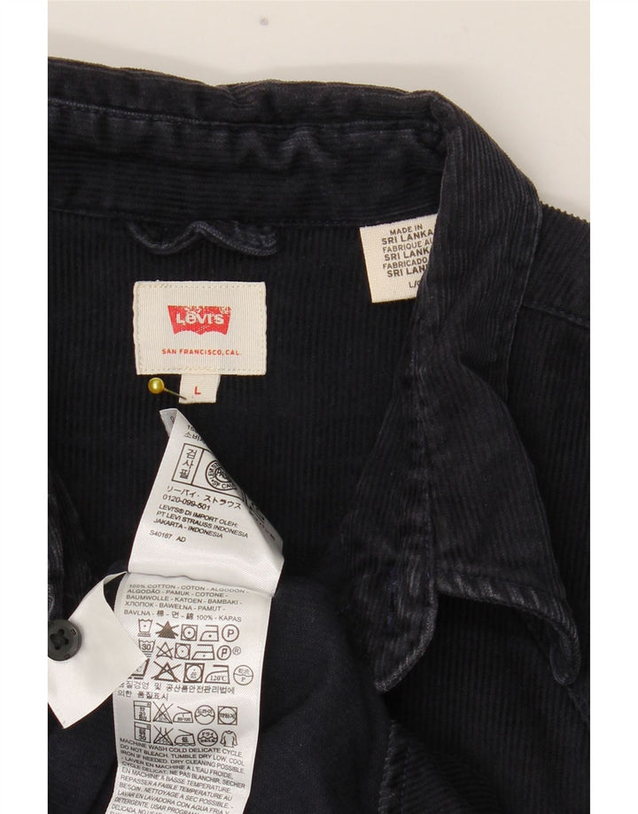 Levi's Mens Corduroy Shirt Large Navy Blue Cotton