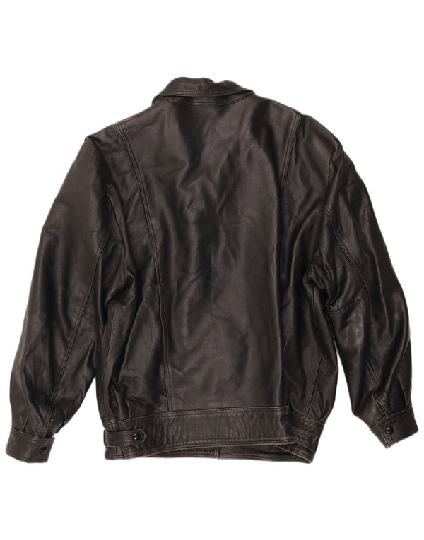 VINTAGE Mens Leather Jacket UK 40 Large Black