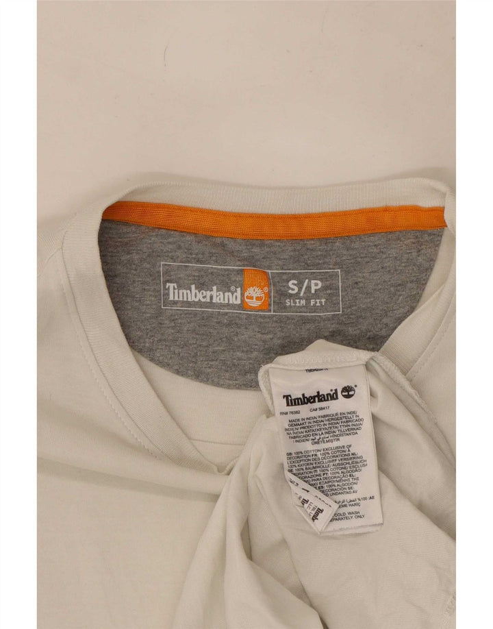 Timberland Mens Slim Fit T-Shirt Top Small White Cotton