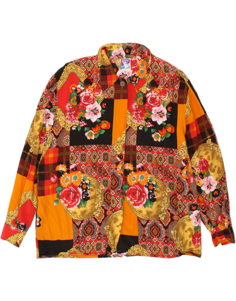 YESSICA Womens Long Sleeve Shirt Blouse EU 44 XL Multicoloured Patchwork Vintage Yessica and Second-Hand Yessica from Messina Hembry 