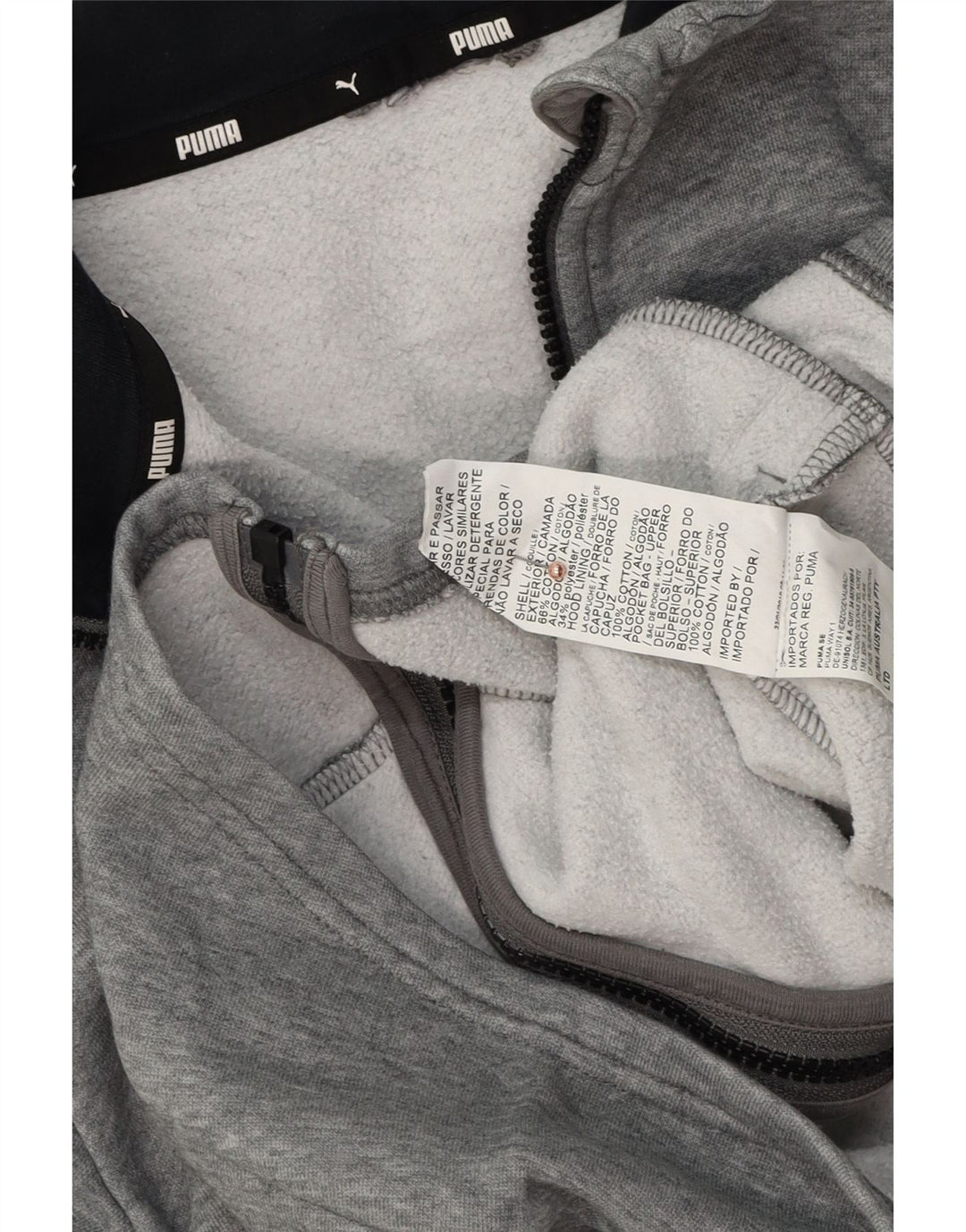 PUMA Boys Graphic Zip Hoodie Sweater 9-10 Years Grey Cotton