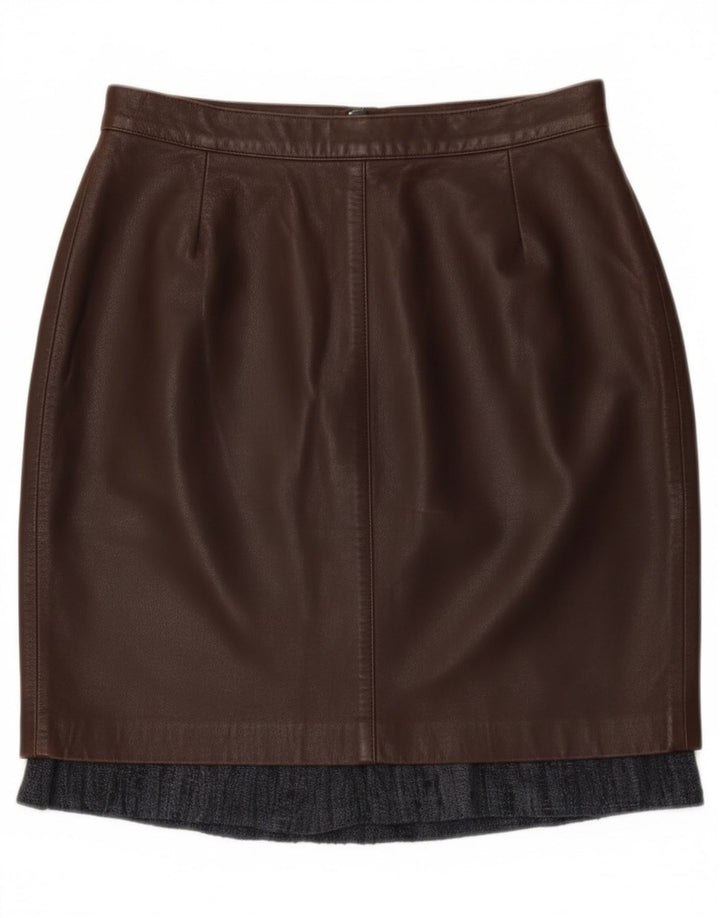 Vintage Womens Leather Skirt W28 Medium Brown Leather