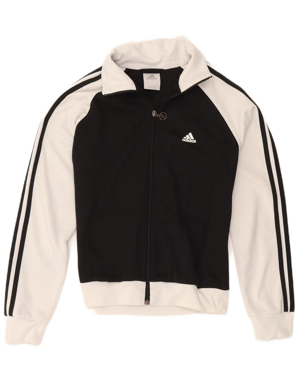 Adidas Boys Tracksuit Top Jacket 11-12 Years Large Black Colourblock