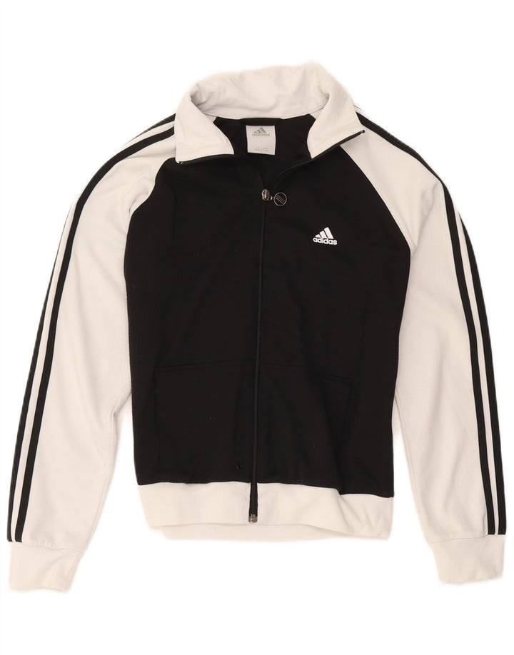 Adidas Boys Tracksuit Top Jacket 11-12 Years Large Black Colourblock